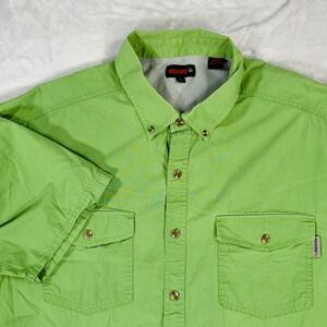 WOLVERINE Mens Green Performance Golf Fish Short Sleeve Button Up XXL